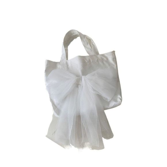 Canvas Tote Bag With Carrying Handles, B Bow Cloth Bag, Ribbon Bow Tote, Uwu ;) - Picture 1 of 2